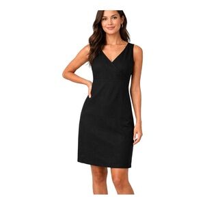 Basic Editions Black Sleeveless Linen Blend Sheath Dress Size 16